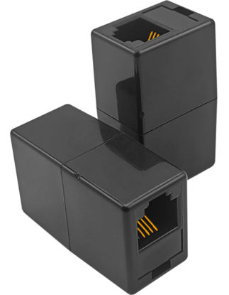 Picture of NECABLES 2Pack RJ11 Coupler Phone Line Connector Telephone Cord Adapter RJ11 6P4C Female to Female for Landline Phone and Fax Black