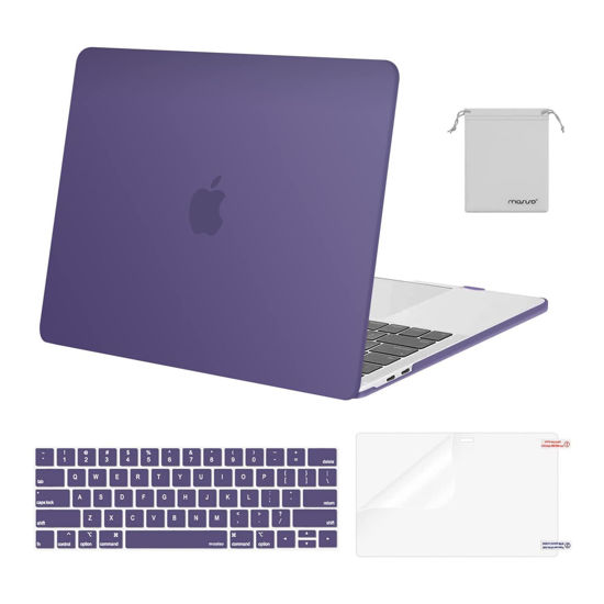 Picture of MOSISO Compatible with MacBook Pro 13 inch Case M2 2024, 2023, 2022-2016 A2338 M1 A2251 A2289 A2159 A1989 A1708 A1706, Plastic Hard Shell&Keyboard Cover&Screen Protector&Storage Bag, Imperial Purple
