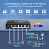 Picture of YuanLey 5 Port PoE Extender Gigabit with 4 PoE Out, 90W PoE in, IEEE 802.3af/at/bt Mini 5 Channel PoE Repeater 1000Mbps, Metal Casing, 6KV Lightning Protection, Passthrough POE Switch, Plug and Play