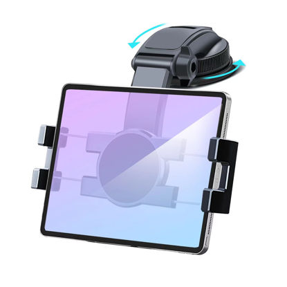 Picture of Car Dashboard Tablet Mount Holder, 360° Rotatable Suction Cup with Large Clamp Dash Phone Stand for iPad Pro 12.9/9.7/11/10.5/Air/Mini 6 5 4 3, Samsung Galaxy Tab, iPhone 15/14, 4.7"-12.9" Tab & Phone