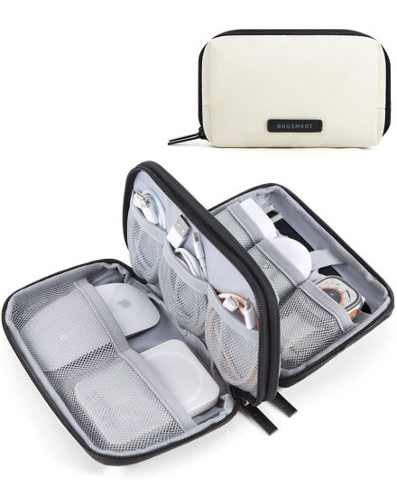 Picture of BAGSMART Electronics Organizer Travel Case, Travel Cable Organizer Pouch, Charger Organizer, Travel Essentials, Cord Organizer, Tech Organizer as Travel Accessories for Charger, Phone, Beige