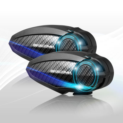 Picture of BIKECOMM BK-S2 Motorcycle Bluetooth Intercom Headset - Helmet Communication System, Waterproof Speaker, Voice Comm Earbuds, Helmet Headphone, Noise Cancellation (Duo Carbon)