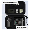 Picture of TsuiWah Hard Travel Camera Case for Canon PowerShot G7 X Mark II/G7X Mark III, Digital Camera Storage Bag With Zippered Mesh Pocket for USB Cable, SD Card, Battery and Other Accessories, BLACK