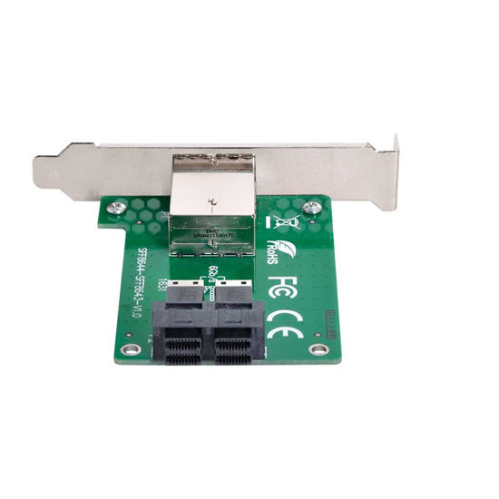 Picture of NFHK Dual Ports Mini SAS HD SFF-8644 to Internal SAS HD SFF-8643 PCBA Female Adapter with Low Profile Bracket