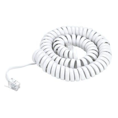 Picture of Pasow Telephone Handset Coil Cord Phone Reciever RJ9 Coiled Cable,Coiled Length 0.8 to 6 feet Uncoiled(White)