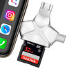 Picture of JOZDAUP SD/Micro SD Card Reader for iPhone/iPad/Android/Mac/Computer/Camera, 4 in 1 Triangle Portable Memory Card Reader, Compatible with TF Cards&Trail Camera Viewer, Plug and Play, No App Required