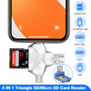 Picture of JOZDAUP SD/Micro SD Card Reader for iPhone/iPad/Android/Mac/Computer/Camera, 4 in 1 Triangle Portable Memory Card Reader, Compatible with TF Cards&Trail Camera Viewer, Plug and Play, No App Required