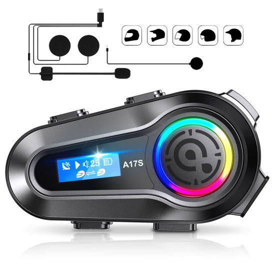 Picture of SUOOKC Motorcycle Bluetooth Headset 2 Riders Intercom Headphone Motorcycle Helmet Speakers with Noise Cancellation&Music Sharing for Motorcycling Riding Skiing Climbing