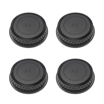 Picture of SING F LTD Pack of 4 Replacement PK Rear Lens Cap, Plastic Rear Camera Lens Protective Cover Compatible with Pentax K Mount DSLR Cameras Lens