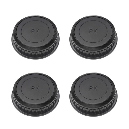 Picture of SING F LTD Pack of 4 Replacement PK Rear Lens Cap, Plastic Rear Camera Lens Protective Cover Compatible with Pentax K Mount DSLR Cameras Lens