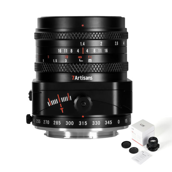 Picture of 7artisans 50mm F1.4 Tilt Lens, APS-C, Prime Large Aperture Lens, Compatible with Sony E Mount Mirrorless Camera a7 a7II a7III a7R a7RII a7RIII a7RIV a7S a7SII a9 a7C