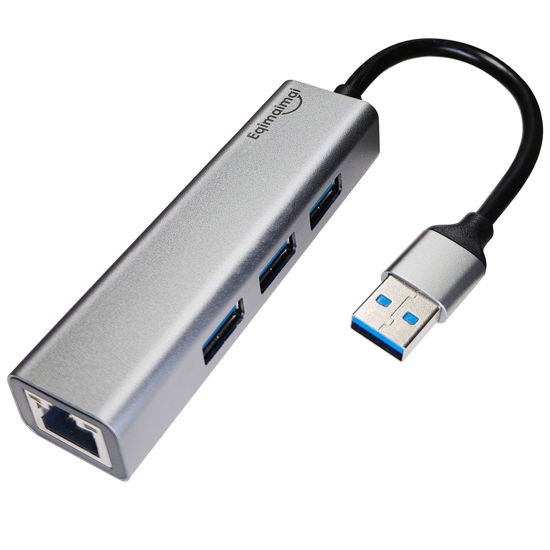 Picture of USB to Ethernet Adapter,USB Hub with Ethernet,USB 3.0 Hub with RJ45,USB A to Ethernet with USB 3.0 Ports,USB Hub with 1GB RJ45 Ethernet,Compatible with Windows,Mac OS,Linux,and More