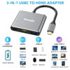 Picture of Tuwejia USB C to HDMI Multiport Adapter USB 3.1 Gen 1 Thumderbolt 3 to HDMI 4K Video Converter/USB 3.0 Hub PD Quick Charging Port with Large Projection