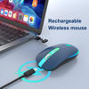 Picture of HZD Wireless Mouse, Rechargeable Mouse, 2.4G Portable Slim Silent Mouse with USB Receiver and Type C Adapter, 3 Adjustable DPI Levels 1600/1200/800 for Laptop/Tablet/Computer (Blue)
