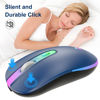 Picture of HZD Wireless Mouse, Rechargeable Mouse, 2.4G Portable Slim Silent Mouse with USB Receiver and Type C Adapter, 3 Adjustable DPI Levels 1600/1200/800 for Laptop/Tablet/Computer (Blue)