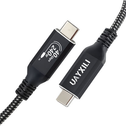 Picture of UAYXILI USB 4 Cable for Thunderbolt 4 Cable with 240W Fast Charging,40Gbps Data Transfer and 8K@60Hz Video,USB4/USB-C Data Cable Compatible with Thunderbolt 4/3, iPhone15,MacBook (Black, 6.6FT/2M)
