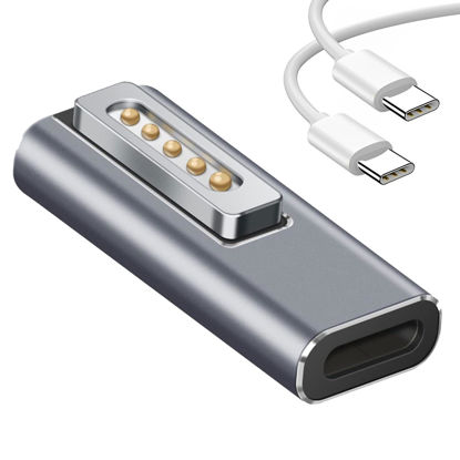 Picture of kocomio Magnetic USB C to Magnetic 2 Male to Female Adapter Safe 2 PD 100W Power Fast Charging Converter for 2013-2015 MacBook Pro Air with 100W/5A USB C Cable (1.5M)
