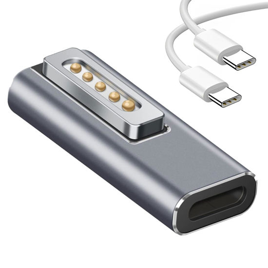 Picture of kocomio Magnetic USB C to Magnetic 2 Male to Female Adapter Safe 2 PD 100W Power Fast Charging Converter for 2013-2015 MacBook Pro Air with 100W/5A USB C Cable (1.5M)