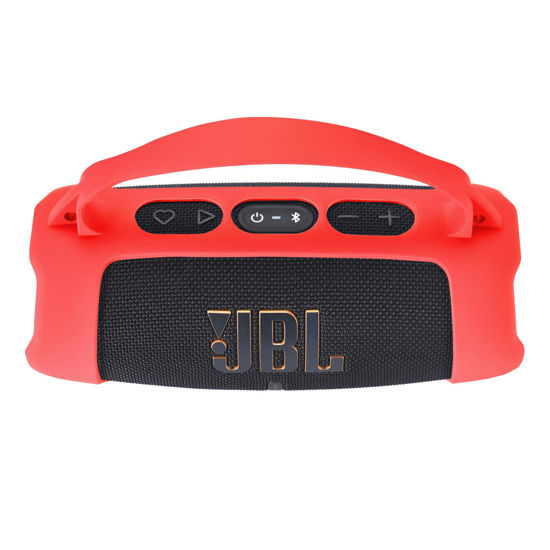 Picture of Hzycwgone Silicone Cover Case for JBL Charge 5 Wi-Fi Portable Wireless Speaker/Charge 5 Bluetooth Speaker,for JBL Charge 5 Wi-Fi/Charge 5 Carrying Skin Shoulder Bag Accessories(Red)