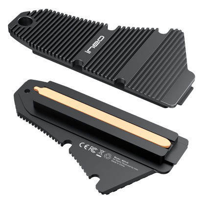 Picture of ineo PS5 Dust-Proof Heatsink, M.2 NVME SSD Heatsink for PS5 (not for PS5 Slim) Internal PCIe M.2 NVMe Gaming SSD, Magnesium Aluminum Alloy Designed with Pure Copper Strip [M24]