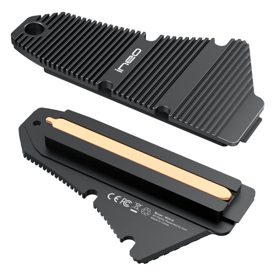 Picture of ineo PS5 Dust-Proof Heatsink, M.2 NVME SSD Heatsink for PS5 (not for PS5 Slim) Internal PCIe M.2 NVMe Gaming SSD, Magnesium Aluminum Alloy Designed with Pure Copper Strip [M24]