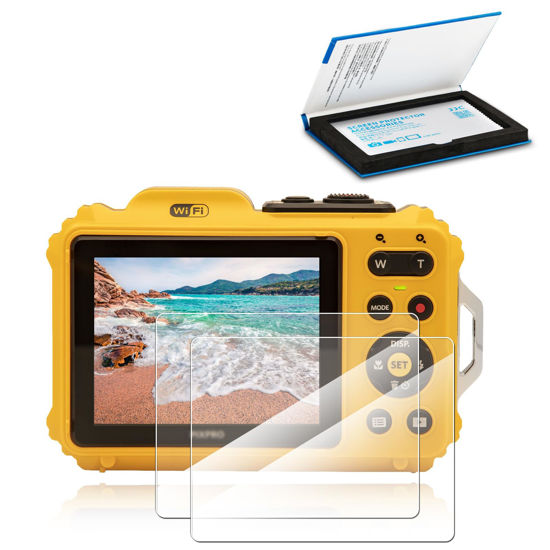 Picture of JJC (2 Pack) Koda. PIXPRO WPZ2 or PENTA. WG-1000 Screen Protector, 9H Ultra Clear Tempered Glass Lens Protector + LCD Display Film