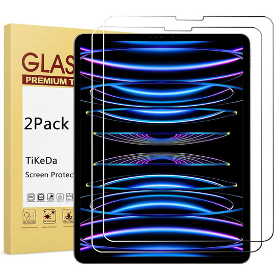 Picture of TiKeDa 2 Pack Screen Protector for iPad Pro 12.9-Inch 2022/2021/2020/2018 (6th/5th/4th/3rd) Mode,Tempered Glass Anti-Scratch Case Friendly, Compatible with Face ID Apple Pencil