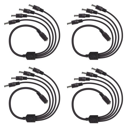 Picture of DC 1 Female to 4 Male Output Power Splitter Cable 4 Pcs 1 to 4 DC CCTV Camera Power Splitter Cable Y Adapter for CCTV Security Cameras and LED Strip Lights Deguangxin (4 Pcs 1 to 4 way)