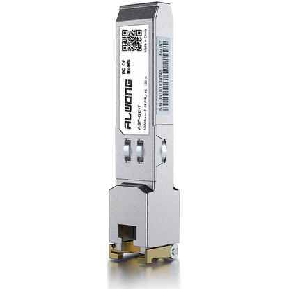 Picture of Alwong 1000Base-T SFP to Ethernet Transceiver, 1.25G SFP to RJ45 Copper Module for Cisco GLC-T/SFP-GE-T, Meraki MA-SFP-1GB-TX, Ubiquiti UniFi UF-RJ45-1G, Mikrotik, TP-Link, Intel, Fortinet etc, 100m