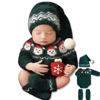 Picture of ForBaysy Newborn Baby Christmas Photo Props Outfit Infant Boys Girl Photoshoot Costume Red jumpsuit With Xmas Hat