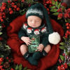 Picture of ForBaysy Newborn Baby Christmas Photo Props Outfit Infant Boys Girl Photoshoot Costume Red jumpsuit With Xmas Hat