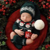 Picture of ForBaysy Newborn Baby Christmas Photo Props Outfit Infant Boys Girl Photoshoot Costume Red jumpsuit With Xmas Hat