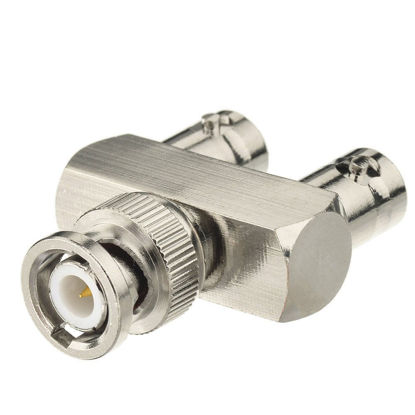 Picture of Eightwood BNC Splitter Adapter BNC Male to Dual BNC Female Tee Type 3 Way Audio RF Coax Connector