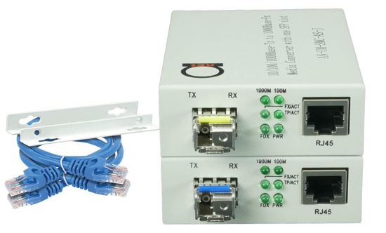 Picture of Single Mode LC WDM Single Fiber Bi-Di Gigabit Media Converter - Built-in Fiber Module 20km (12.42 Miles) - to UTP Cat5e Cat6 10/100/1000 RJ-45 - Auto Sensing Gigabit or Fast Ethernet Speed -1 Pair