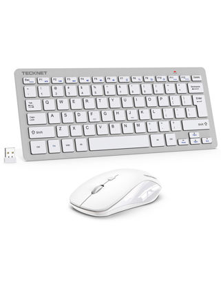 Picture of TECKNET Wireless Keyboard and Mouse Combo, Mini Cordless Computer Keyboard and Mouse Set 2.4GHz, Silent Adjustable 1600 DPI, Quiet Click, Lag-Free for Computer, Laptop, PC, Windows, Mac, Chrome OS(SS)
