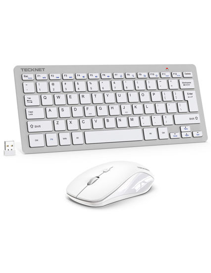 Picture of TECKNET Wireless Keyboard and Mouse Combo, Mini Cordless Computer Keyboard and Mouse Set 2.4GHz, Silent Adjustable 1600 DPI, Quiet Click, Lag-Free for Computer, Laptop, PC, Windows, Mac, Chrome OS(SS)