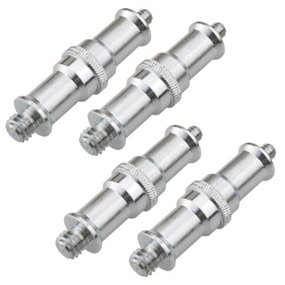 Picture of YHXiXi 4PCS 1/4 to 3/8 inch Male Convertor Threaded Screw Tripod Adapter Metal Male Convertor Threaded Screw Adapter Spigot Stud for Studio Light Stand, Flash Holder, Studio Light Stand, Ball Head