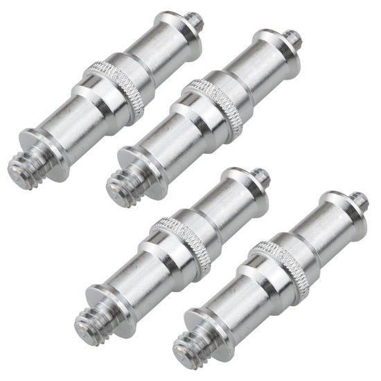 Picture of YHXiXi 4PCS 1/4 to 3/8 inch Male Convertor Threaded Screw Tripod Adapter Metal Male Convertor Threaded Screw Adapter Spigot Stud for Studio Light Stand, Flash Holder, Studio Light Stand, Ball Head