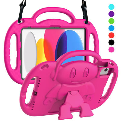 Picture of SUPLIK Kids Case for iPad 10th Generation & Air 11" (M2) 2024 & Air 5th/4th Gen 10.9"& Pro 11, Durable Shockproof Case with Shoulder Strap Handle Stand for Apple iPad 10.9 & 11 inch Tablets, Pink