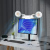 Picture of USB Screen Clip on Fan with Flip-Open LED Light Bar, Two-Head Personal Cooling Fan Computer Monitor Fan Laptop Fan Quiet USB Fan for Office, 3 Wind Speeds, for Flat, Curved Monitors (Glacier Silver)