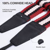 Picture of Padwa Lifestyle Adjustable Stripes Camera Strap - 2" Wide Top Layer Cowhide Head Camera Straps for Photographers, Adjustable Soft Cotton Rope Weave Neck & Crossbody Strap Quick Release for All Cameras