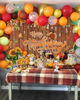 Picture of Mocsicka 7x5ft Thanksgiving Backdrop Fall Pumpkin Harvest Maple Leaves Turkey Thanksgiving Decorations Happy Thanksgiving Banner Photo Booth Props