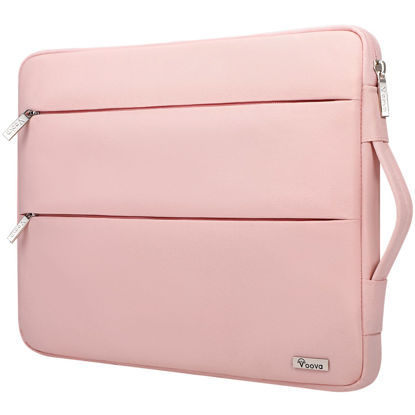 Picture of Voova Laptop Sleeve Case Compatible with 13.3 13.6 Inch MacBook Air/Pro M2 M1 2016-2022, 13 Inch Surface Pro X / 9/8, 13.5 Surface Laptop 5/4, Waterproof Computer Bag Cover with Handle, Sakura Pink