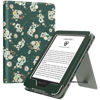 Picture of MoKo Case Fits 6" Kindle(11th Generation, 2024/2022 Release)/Kindle(10th Gen,2019)/Kindle(8th Gen, 2016), Ultra Lightweight PU Shell Cover with Auto Wake/Sleep for Kindle 2024, Flowers & Dark Green