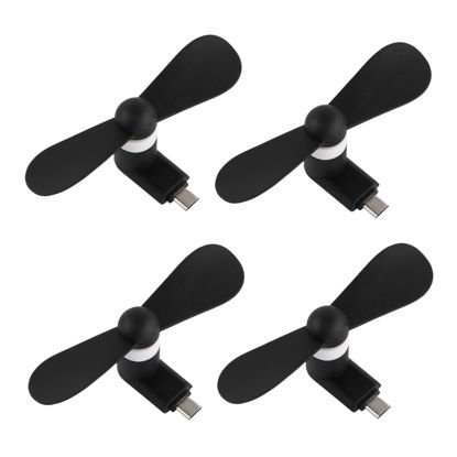 Picture of Personal Mini USB Fans for Cellphones - 4 Pack Portable Cell Phone Fan Small Pocket Fan Travel Fans Plug in Mobile Phones Fast Cooling for Type C USB C Port Android Smartphones