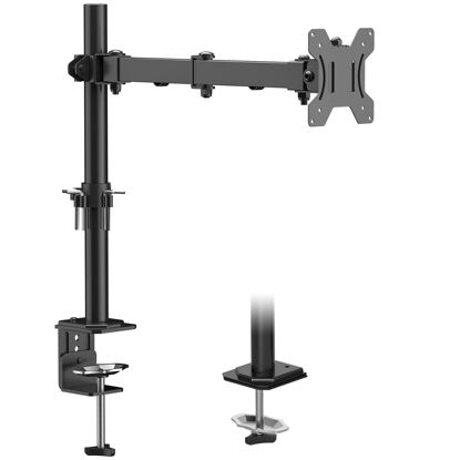 Picture of ERGOMAKER Single Monitor Mount for Desk,Monitor Arm Fits 13" to 27" LCD Screens, Fully Adjustable Monitor Stand with C-Clamp and Grommet Base, VESA 75x75 100x100mm, Black