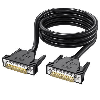 Picture of JUXINICE DB25 Male to Male Cable 16FT, 26awg Tinned Copper Wires,Double-Shielded with Foil &Metal Braid, D-SUB 25 PIN RS232 Serial Cable in Black, OD:8.0mm