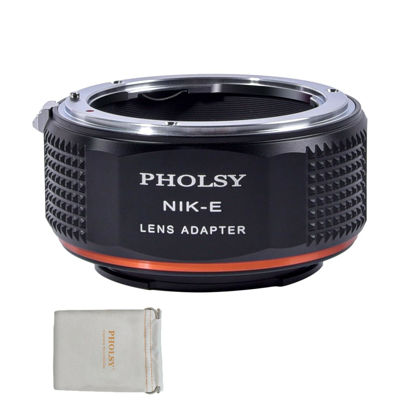 Picture of PHOLSY Lens Mount Adapter Manual Focus: Compatible with Nikon F Lens to Sony E (NEX) Camera Body