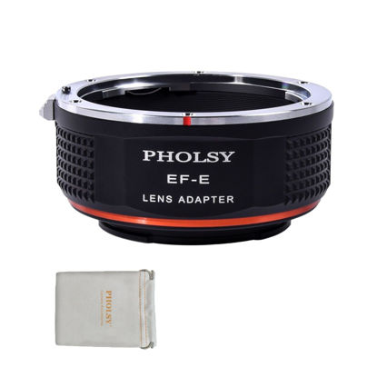Picture of PHOLSY Lens Mount Adapter Manual Focus: Compatible with Canon EF (EF-S) Lens to Sony E (NEX) Camera Body