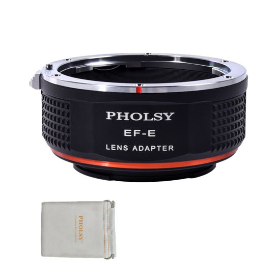 Picture of PHOLSY Lens Mount Adapter Manual Focus: Compatible with Canon EF (EF-S) Lens to Sony E (NEX) Camera Body